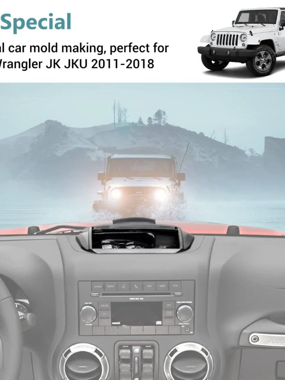RT-TCZ for Jeep JK Dashboard Storage Organizer Tray Box with Sliding Lid,  Fit f